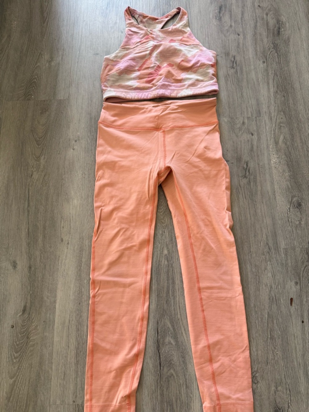 Outdoor Voices Set: Peach Leggings with pink and peach crop tank (built in bra) - Picture 3 of 8